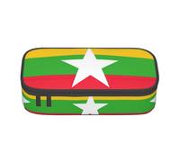 SDEGTHO Estuche para lápices de gran capacidad, diseño de bandera de Myanmar, estuche para bolígrafos y artículos de papelería para oficina, NEGRO, One Size, Deportivo