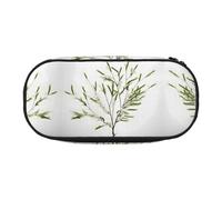 SDEGTHO Estuche para lápices de gran capacidad, diseño de ramas verdes y vegetales naturales, estuche para lápices portátil, estuche para bolígrafos para oficina, Black, Talla única, Organizador de