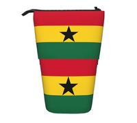 SDEGTHO Estuche para lápices de pie con la bandera de Ghana, bonito estuche para lápices de pie, bolsas telescópicas para bolígrafos, soporte portátil para bolígrafos, NEGRO, One Size, Moderno