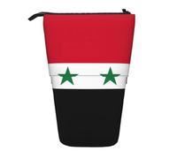 SDEGTHO Estuche para lápices de pie con la bandera de la República Árabe Siria, estuche telescópico para maquillaje, organizador de oficina, Black, Talla única, Estampados de moda