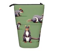 SDEGTHO Estuche telescópico para lápices con diseño de ardilla roja, soporte para bolígrafos para estudiantes, almacenamiento de artículos de papelería para suministros escolares y universitarios