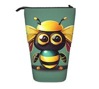 SDEGTHO Estuche telescópico para lápices, diseño de abeja de dibujos animados, soporte para bolígrafos, almacenamiento de papelería para suministros escolares y universitarios, Black, Talla única