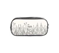 SDEGTHO Estuche transparente con grabado botánico de hierbas florales, compartimento único de gran capacidad, almacenamiento protector para bolígrafos