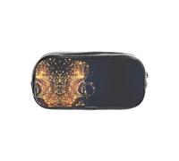 SDEGTHO Estuche transparente con notas musicales doradas con estrella brillante caída, compartimento único de gran capacidad, almacenamiento protector para bolígrafos