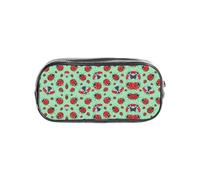 SDEGTHO Estuche transparente impreso con diseño de mariquitas rojas sobre fondo azul, compartimento único de gran capacidad, almacenamiento protector para bolígrafos