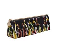 SDEGTHO Estuche triangular de cuero con cremallera para copas y botellas de cóctel con gran capacidad de almacenamiento, blanco, One Size, Art Deco