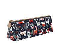 SDEGTHO Estuche triangular de piel con cremallera con diseño de animales escandinavos con gran capacidad de almacenamiento, blanco, One Size, Art Deco
