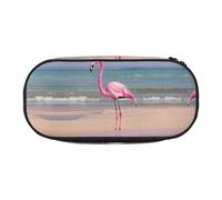 SDEGTHO Flamingo On Beach - Estuche para lápices de gran capacidad, estuche multiusos para lápices, estuche portátil para oficina, Black, Talla única, Organizador de bolsas