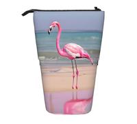 SDEGTHO Flamingo On Beach - Estuche para lápices de pie, estuche telescópico para maquillaje, organizador de oficina, Black, Talla única, Estampados de moda