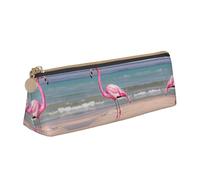 SDEGTHO Flamingo On Beach Fashion - Estuche triangular de cuero con cremallera y gran capacidad de almacenamiento, blanco, One Size, Art Deco
