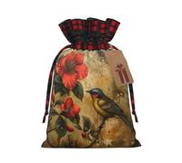 SDEGTHO Flower And Bird Art - 1 bolsa de material duradero de 8.3 x 11.8 pulgadas con cordón para regalo elegante de Halloween