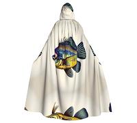 SDEGTHO Fly Yellow Fish - Capa con capucha para adultos, disfraz de bruja de Halloween para hombres y mujeres, disfraces de cosplay