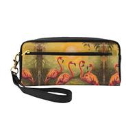 SDEGTHO Four Flamingos - Bolsa de maquillaje de viaje para mujer, bolsa de maquillaje portátil, organizador de accesorios, NEGRO, One Size