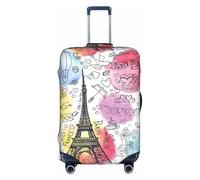 SDEGTHO French Paris Tour - Funda elástica para maleta, a prueba de polvo, resistente a los arañazos, se adapta a equipaje con asa central para viajes, White, L