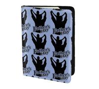 SDEGTHO Funda de piel de vacuno con impresión para el Día del Padre con texto "Happy Dad Father Day", accesorios imprescindibles para mujeres y hombres, Black, Talla única