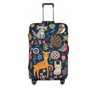 SDEGTHO Funda elástica para maleta, diseño de búho, conejo, pájaro, zorro, a prueba de polvo, resistente a los arañazos, se adapta a equipaje con asa central para, White, S