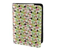 SDEGTHO Funda para pasaporte con estampado de flores tropicales y corgi, funda de piel de vacuno, accesorios imprescindibles de viaje para mujeres y hombres, Black, Talla única