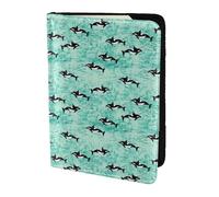 SDEGTHO Funda para pasaporte con impresión biológica del océano Pacífico, funda de piel vacuna para tarjetas, accesorios imprescindibles para mujeres y hombres, Black, Talla única