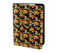SDEGTHO Funda para pasaporte con impresión de alimentos, funda de piel vacuna para tarjetas, accesorios imprescindibles para mujeres y hombres, Black, Talla única