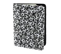 SDEGTHO Funda para pasaporte con impresión de pila de balones de fútbol americano, funda de piel de vacuno, accesorios imprescindibles para mujeres y hombres, Black, Talla única