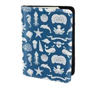 SDEGTHO Funda para pasaporte con impresión de vida marina submarina para viajes, imprescindible, funda para pasaporte para accesorios de viaje para mujeres y hombres, Black, Talla única