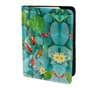 SDEGTHO Funda para pasaporte japonesa con estampado de peces koi, imprescindible para viajes, accesorios de viaje para mujeres y hombres, Black, Talla única
