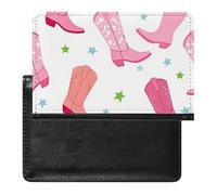SDEGTHO Funda protectora de documentos de viaje con diseño de botas rosas, diseño de estrellas, funda para pasaporte para viajes internacionales y vacaciones