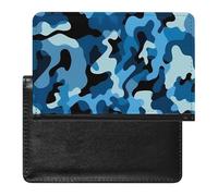 SDEGTHO Funda protectora de documentos de viaje con diseño de camuflaje azul y negro, funda para pasaporte para viajes internacionales y vacaciones