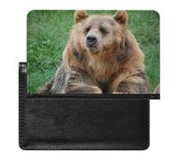 SDEGTHO Funda protectora de documentos de viaje con diseño de oso marrón rubio esponjoso, funda para pasaporte para viajes internacionales y vacaciones