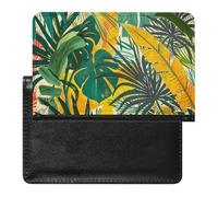 SDEGTHO Funda protectora de documentos de viaje con diseño de selva, color dorado y verde azulado, funda para pasaporte para viajes internacionales y vacaciones