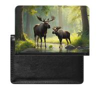 SDEGTHO Funda protectora de documentos de viaje con dos ciervos de alce, funda para pasaporte para viajes internacionales y vacaciones