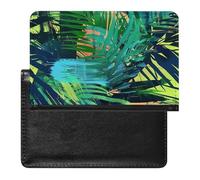 SDEGTHO Funda protectora de documentos de viaje con hojas verdes y turquesas, funda para pasaporte para viajes internacionales y vacaciones