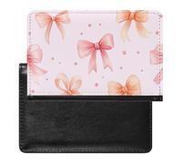 SDEGTHO Funda protectora de documentos de viaje con patrón de lazos rosados, funda para pasaporte para viajes internacionales y vacaciones