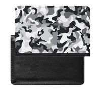 SDEGTHO Funda protectora de documentos de viaje de camuflaje gris y blanco en capas, funda para pasaporte para viajes internacionales y vacaciones