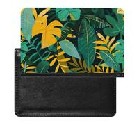 SDEGTHO Funda protectora para documentos de viaje, color verde azulado y amarillo selva, funda para pasaporte para viajes internacionales y vacaciones