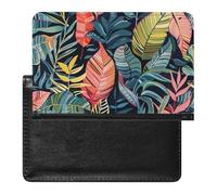 SDEGTHO Funda protectora para documentos de viaje, diseño de hojas tropicales, color rosa y azul, funda para pasaporte para viajes internacionales y vacaciones