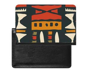 SDEGTHO Funda protectora para documentos de viaje, diseño rojo, naranja y negro, funda para pasaporte para viajes internacionales y vacaciones