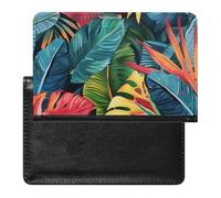 SDEGTHO Funda protectora para documentos de viaje, follaje tropical, color rojo y azul, funda para pasaporte para viajes internacionales y vacaciones