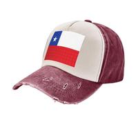 SDEGTHO Gorra de béisbol de verano con estampado de la bandera de Chile, gorra de béisbol lavada, gorra deportiva de algodón ajustable para adultos y actividades al aire libre, Rojo Oscuro, talla