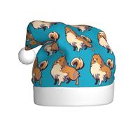 SDEGTHO Gorro de punto de Papá Noel con estampado de perro Pomerania de dibujos animados, 1 unidad, gorro de ganchillo para fiestas de Navidad, para adultos, mujeres y hombres
