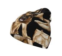 SDEGTHO Gorro de punto de perro pastor alemán para hombres y mujeres, gorro unisex cálido de invierno, gorro de punto suave a rayas para adultos, color negro