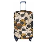 SDEGTHO Imagen De Pug - Funda elástica para maleta, a prueba de polvo, resistente a los arañazos, se adapta a equipaje con asa central para viajes, White, XL