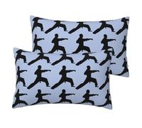 SDEGTHO Karate. Juego de 2 fundas de almohada de lino de imitación estampadas, tamaño estándar, 30,5 x 50,8 cm, suaves y transpirables