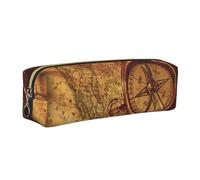 SDEGTHO Law of The Compass - Estuche de cuero con estampado de navegación para estudiantes, bolsa simple para niños y niñas, pequeña bolsa con cremallera para suministros escolares, marcadores