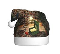 SDEGTHO Library Bookshelf Book Printing 1 Pcs Christmas Knit Santa Hats Elf Hat Crochet Christmas Party Caps For Adults Women Men