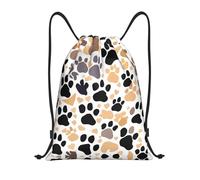 SDEGTHO Lindas mochilas con cordón de ajuste con estampado de huellas de perro, bolsa de poliéster para hombres y mujeres, NEGRO, M