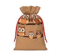 SDEGTHO Lindos búhos de dibujos animados marrones grandes, 1 bolsa de material duradero de 4.7 x 6.9 pulgadas con cordón para regalo elegante de Halloween