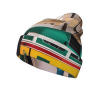 SDEGTHO Lisbon - Gorro de punto con patrón de tranvía para hombres y mujeres, unisex, gorro cálido de invierno, gorro de punto suave a rayas para adultos, color negro