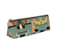 SDEGTHO Mid-Century Modern Art - Estuche triangular de piel con cremallera para lápices con gran capacidad de almacenamiento, blanco, One Size, Art Deco