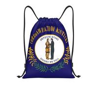 SDEGTHO Mochilas con cordón y diseño de la bandera del estado de Kentucky, para gimnasio, de poliéster, para hombres y mujeres, Negro, S